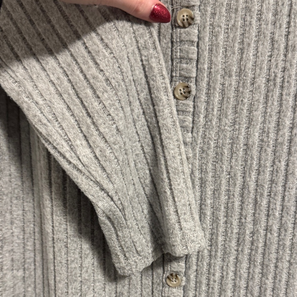 Frye Gray Ribbed Button-Down Duster - image 3